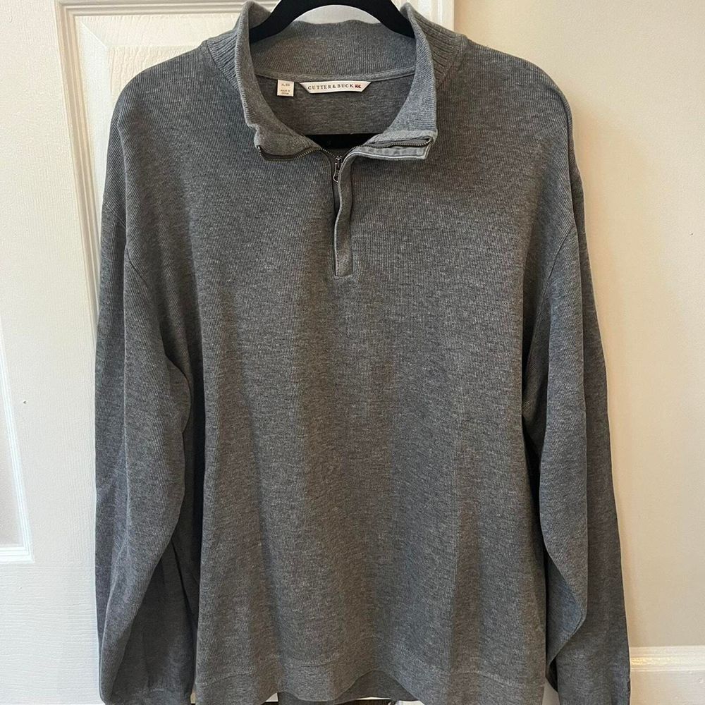 Cutter & Buck Classic Grey Quarter-Zip‎ Pullover Sweater Casual Long Sleeve XL
